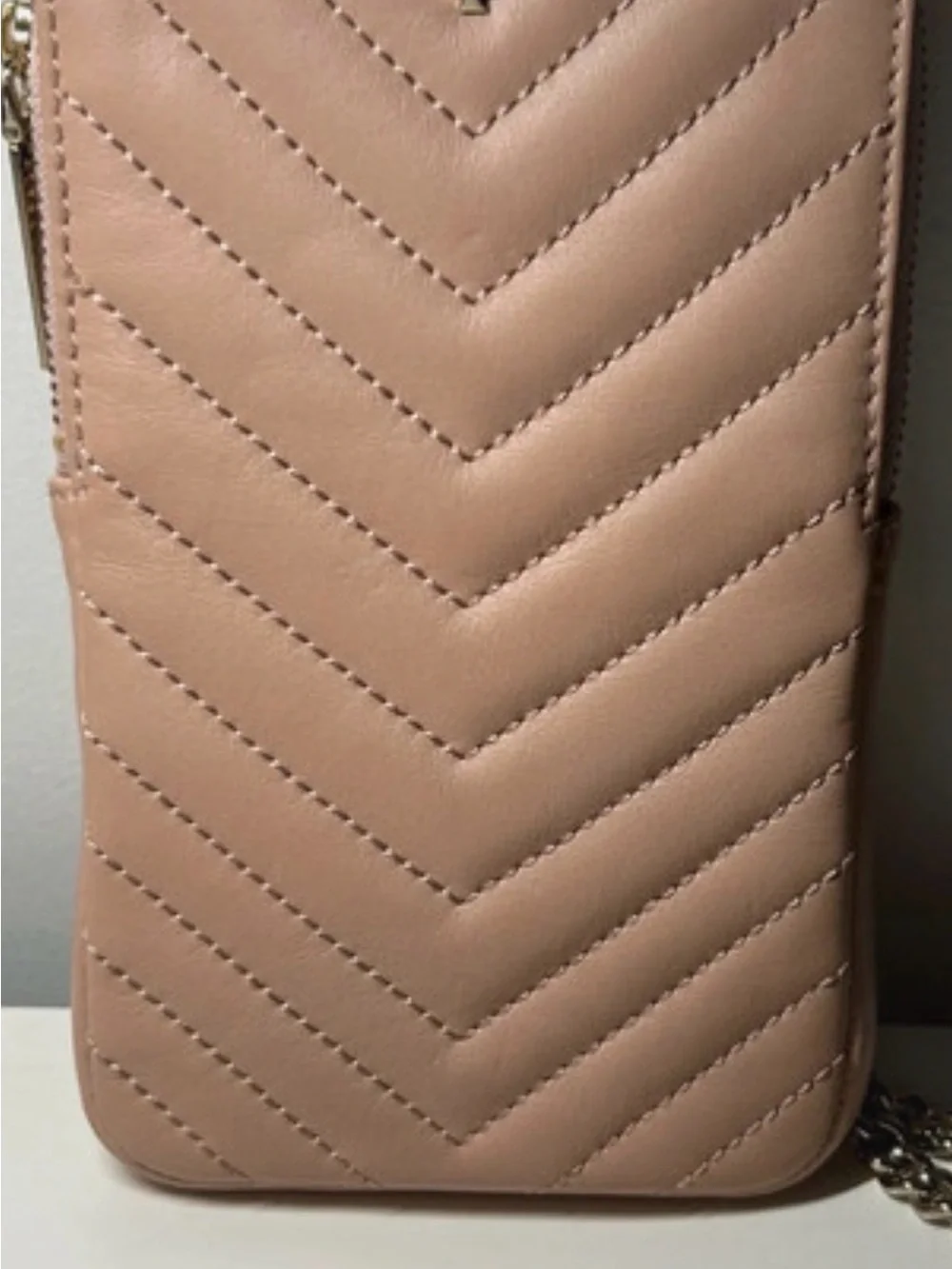 kate spade Blush Pink Quilted Crossbody Phone Bag with Gold Chain